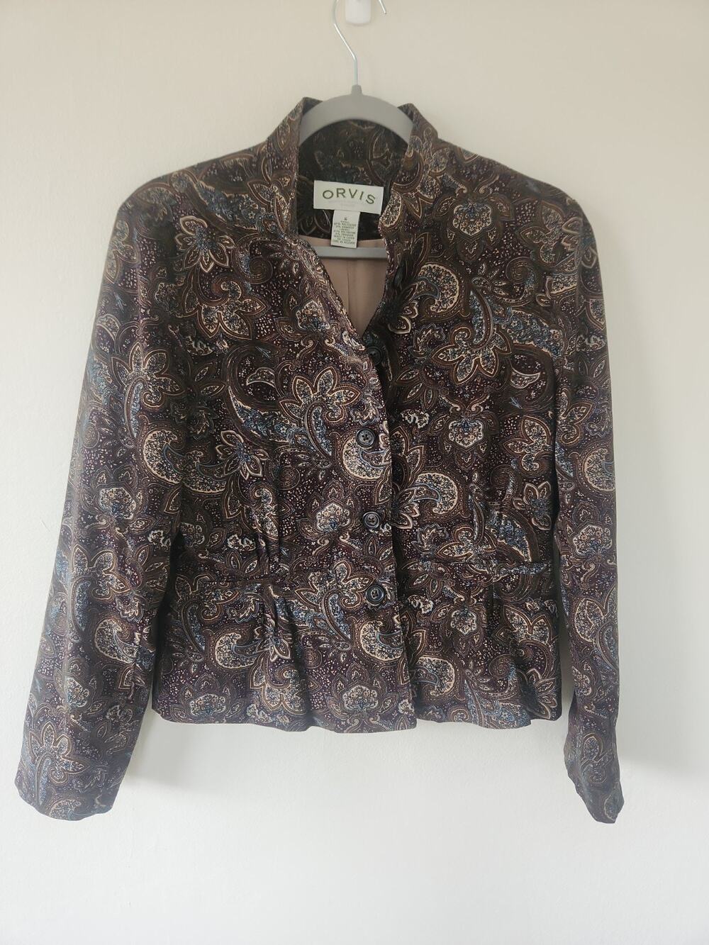 Orvis Women's Blazer Jacket Size 6 Brown Polyester Blend Button-Up Lined
